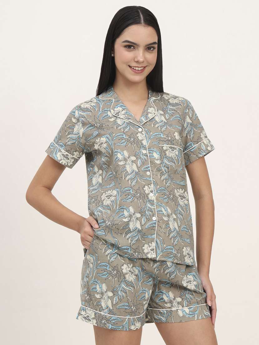 women printed nightwear shorts set - 21993732 -  Standard Image - 1