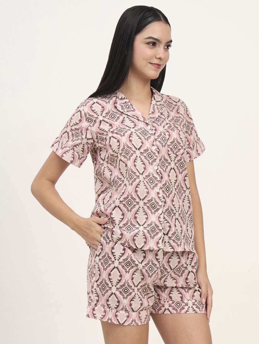 women printed nightwear shorts set - 21993733 -  Standard Image - 1
