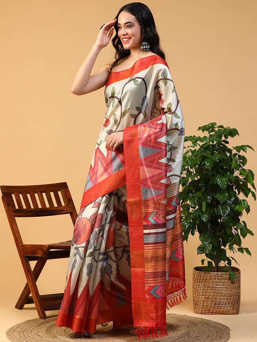 women printed casual wear saree with blouse - 21993736 - Standard Image - 1