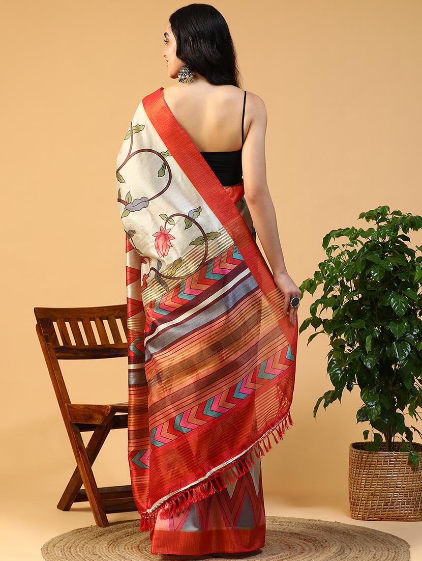 women printed casual wear saree with blouse - 21993736 - Standard Image - 4