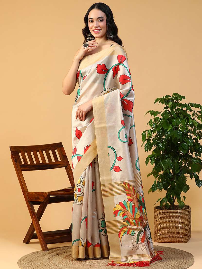 women kalamkari printed saree with blouse - 21993737 -  Standard Image - 1