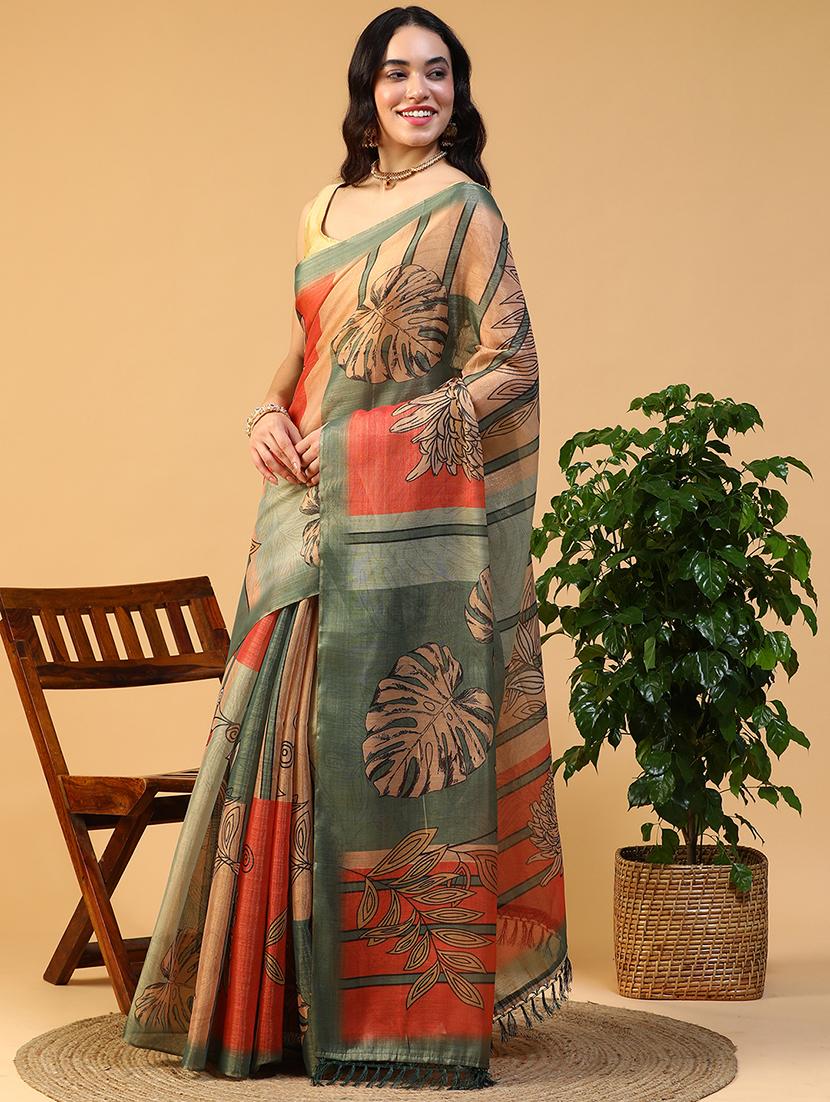 women printed casual wear saree with blouse - 21993738 - Standard Image - 1