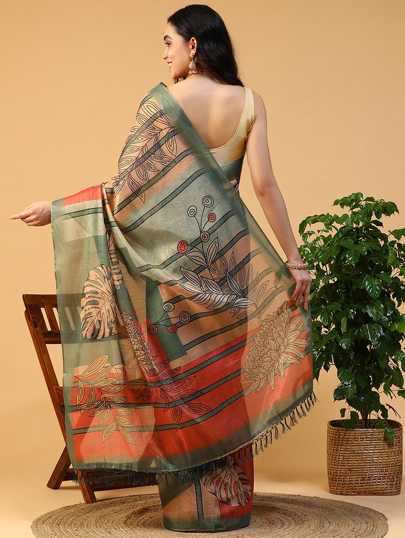 women printed casual wear saree with blouse - 21993738 - Standard Image - 4