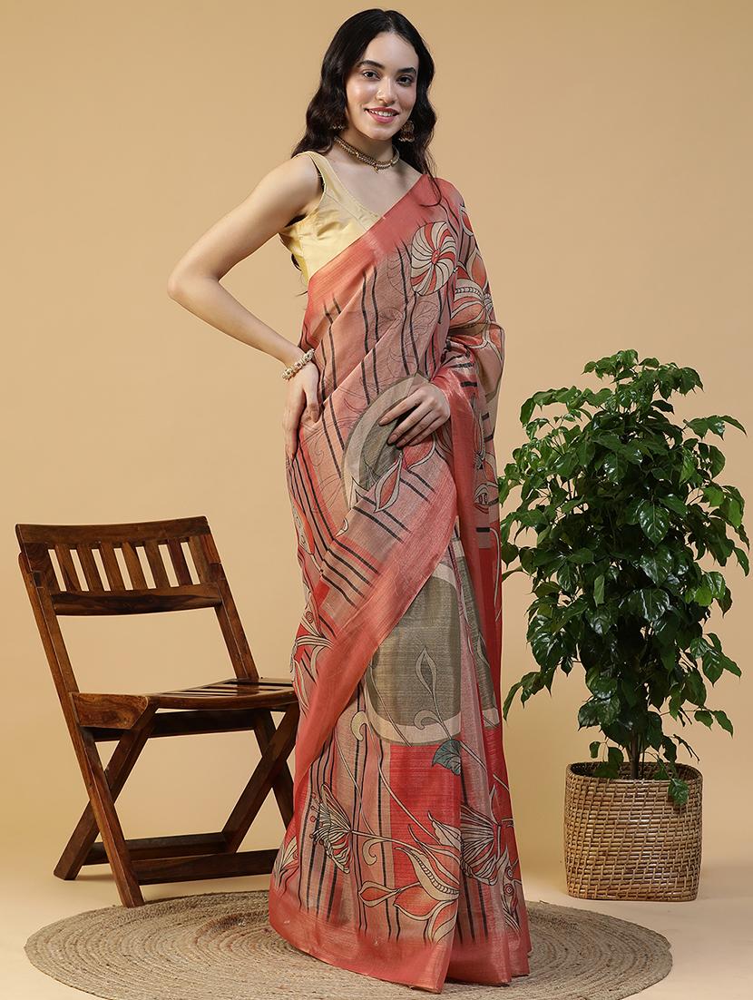 women printed casual wear saree with blouse - 21993739 -  Standard Image - 1