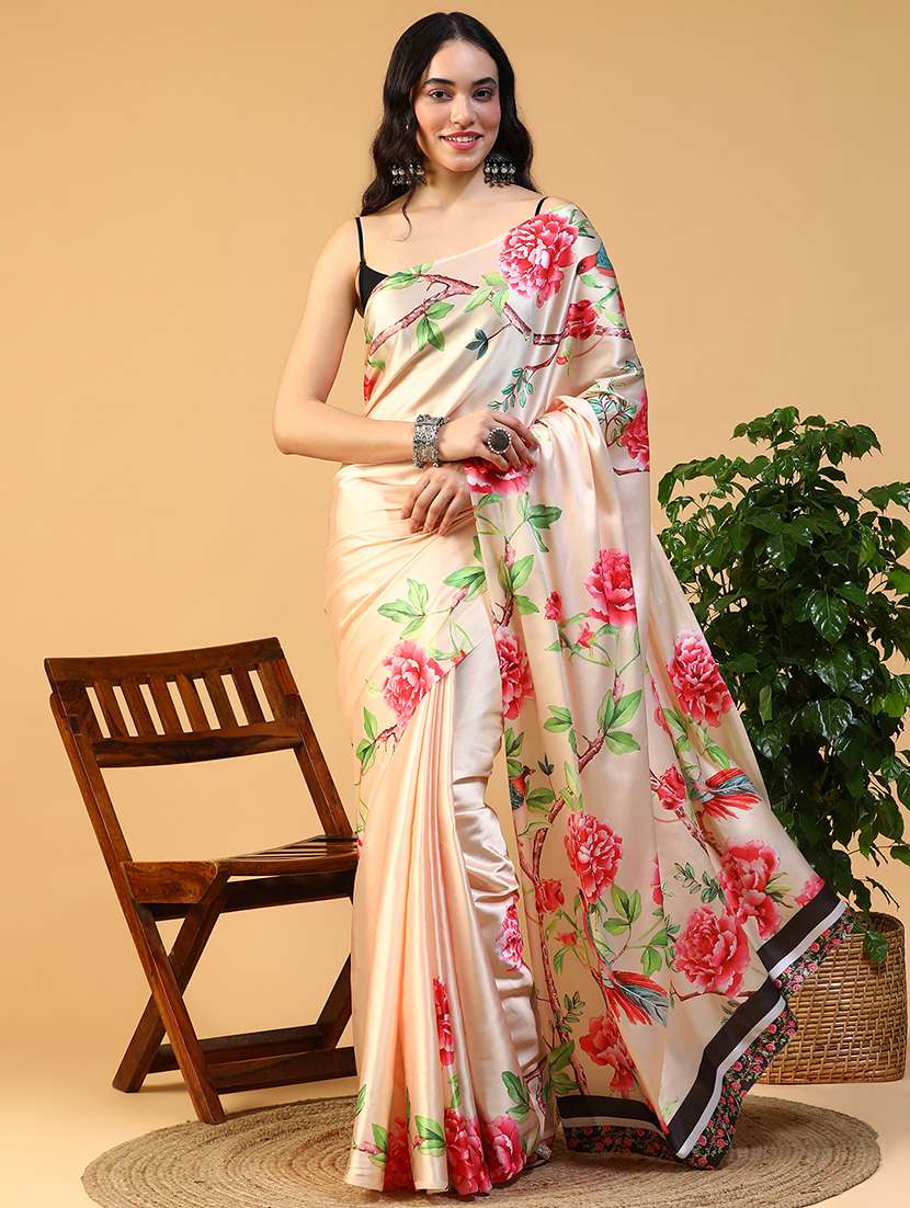 women floral printed saree with blouse