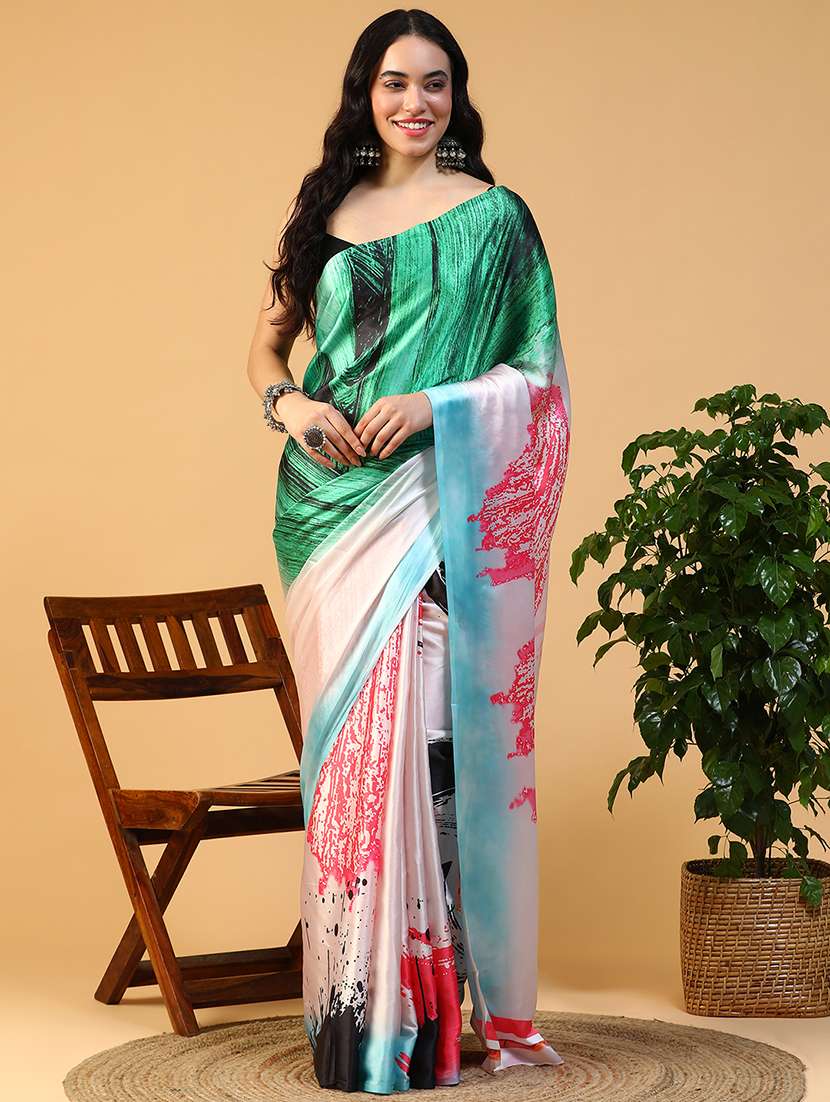 women printed casual wear saree with blouse