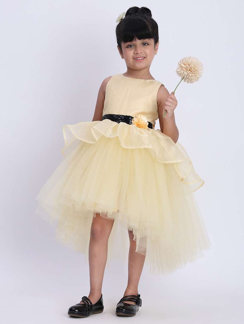 girls gold net tiered party dress - 21993770 -  Standard Image - 1