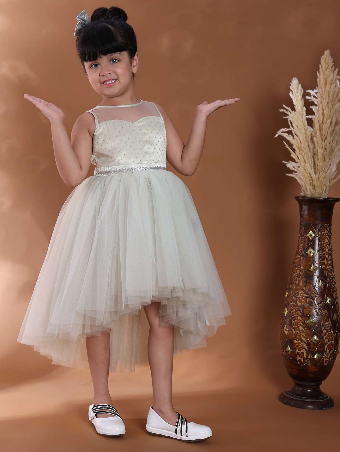 girls solid sleeveless high low dress