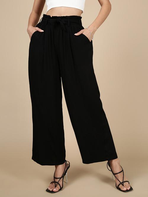 women solid high rise flared palazzo - 21993778 -  Standard Image - 0
