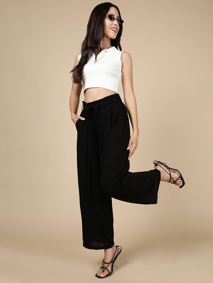 women solid high rise flared palazzo - 21993778 - Standard Image - 4