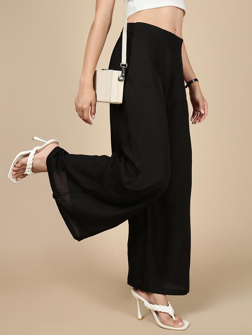women solid high rise flared palazzo - 21993779 - Zoom Image - 0