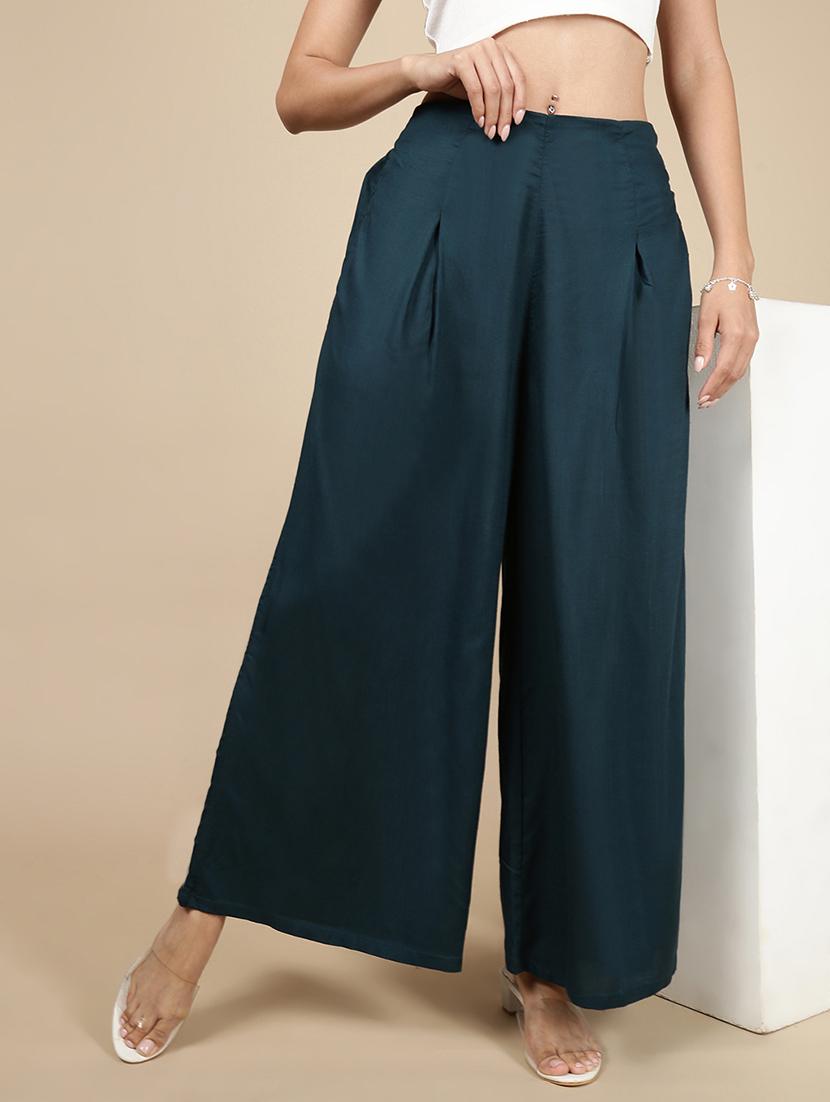 women solid high rise flared palazzo - 21993780 - Zoom Image - 0