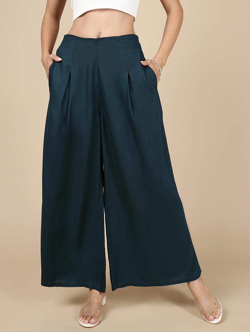 women solid high rise flared palazzo - 21993780 - Standard Image - 1