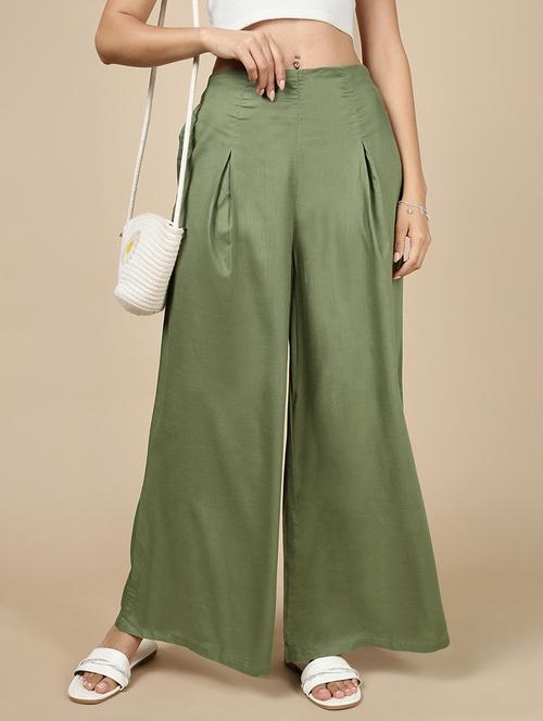 women solid high rise flared palazzo - 21993782 -  Standard Image - 0