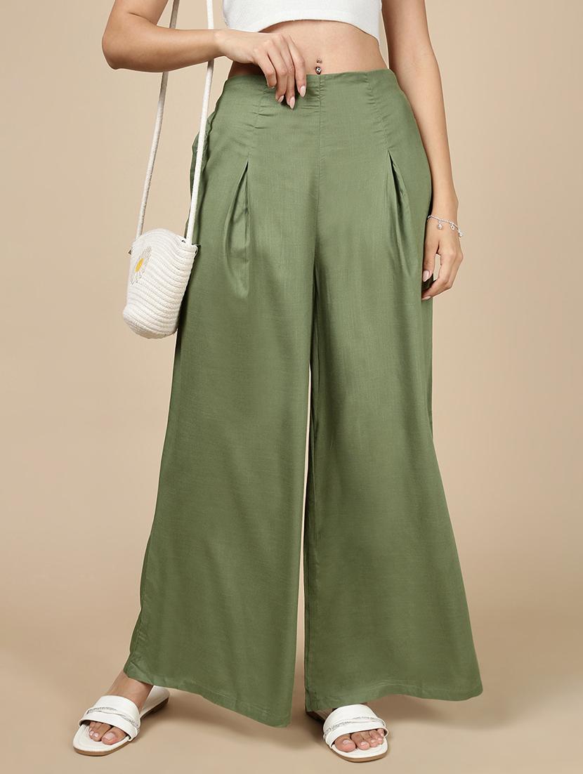women solid high rise flared palazzo - 21993782 -  Zoom Image - 0