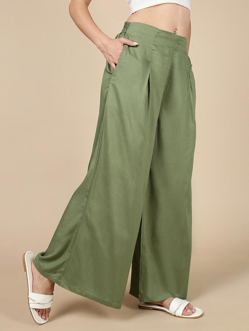 women solid high rise flared palazzo - 21993782 -  Standard Image - 1