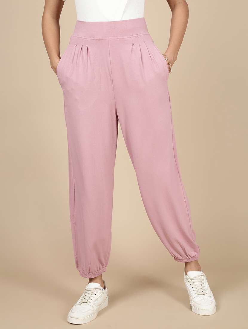 women lavender solid mid rise jogger - 21993784 -  Standard Image - 1