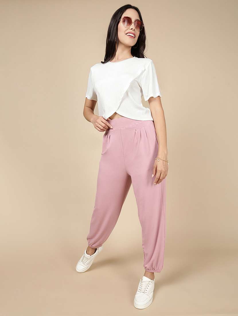 women lavender solid mid rise jogger - 21993784 -  Standard Image - 4