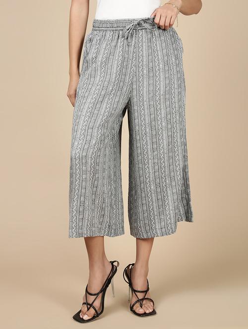 women grey printed mid rise culottes - 21993790 -  Standard Image - 0