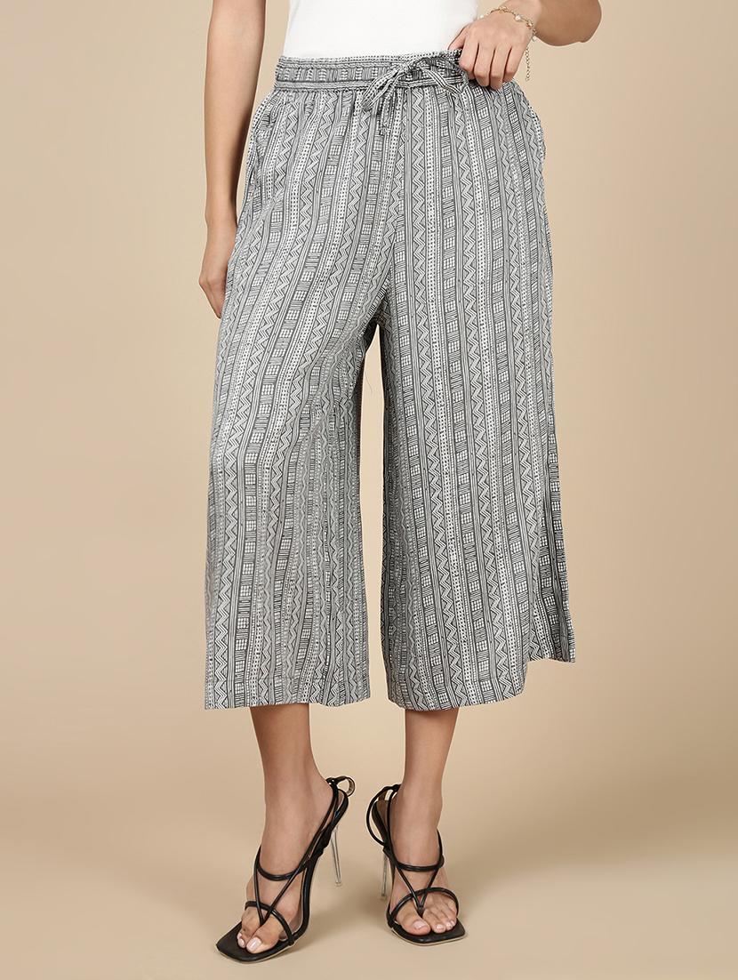 women grey printed mid rise culottes - 21993790 -  Zoom Image - 0