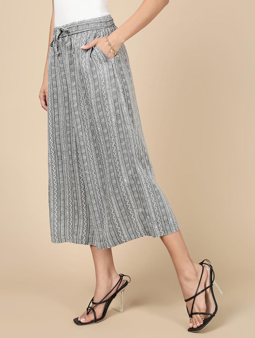 women grey printed mid rise culottes - 21993790 -  Standard Image - 1