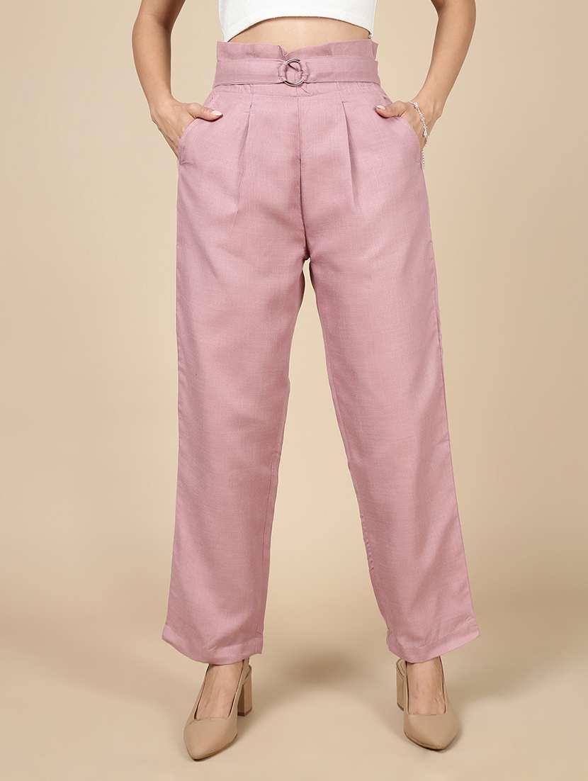 women solid high rise straight trouser - 21993792 -  Standard Image - 1