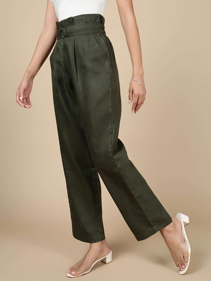 women solid high rise straight trouser - 21993793 -  Standard Image - 1
