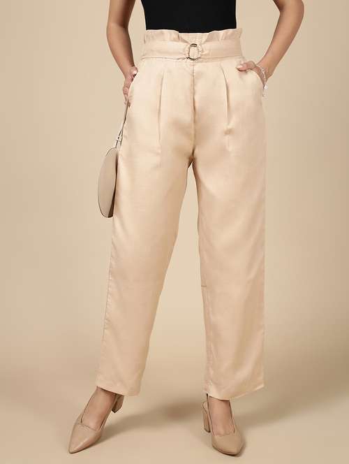 women solid high rise straight trouser - 21993794 -  Standard Image - 0