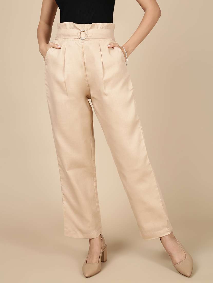 women solid high rise straight trouser - 21993794 -  Standard Image - 1