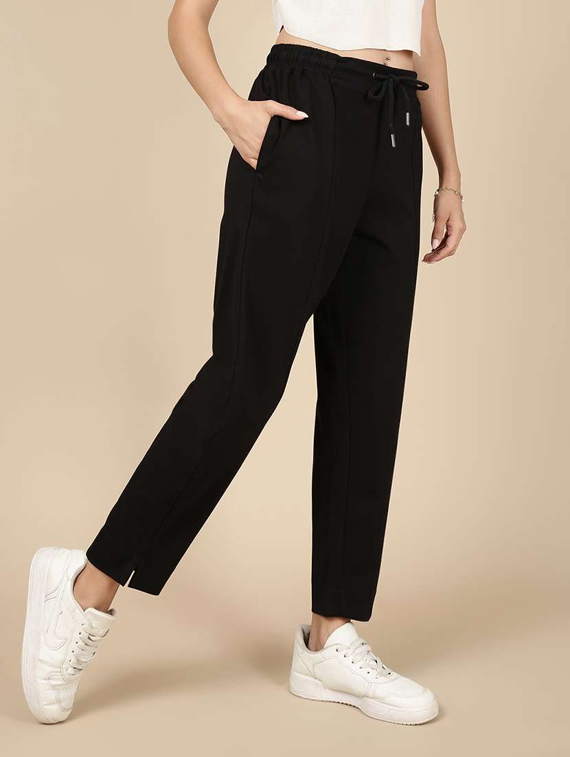 women solid mid rise straight trouser - 21993795 -  Standard Image - 1