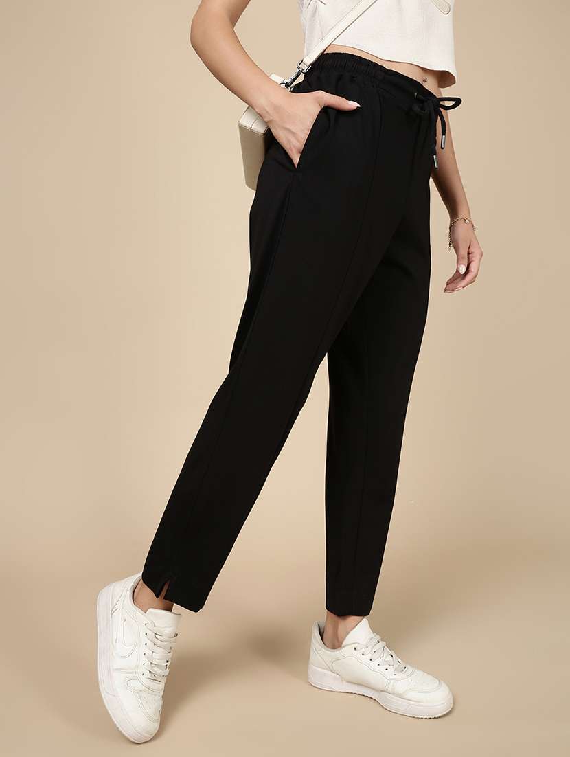 women solid mid rise straight trouser - 21993795 - Standard Image - 4