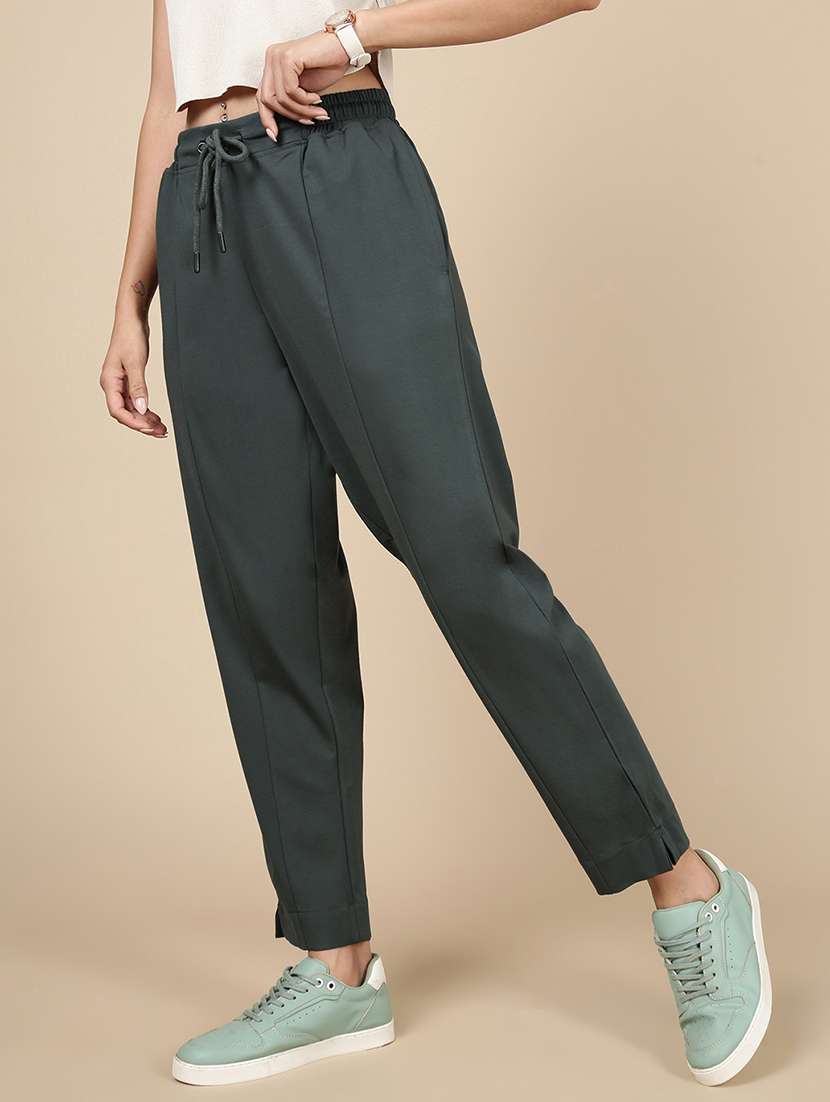 women solid mid rise track pant - 21993796 -  Standard Image - 1