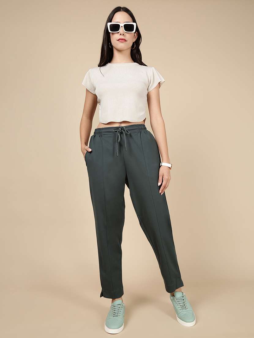 women solid mid rise track pant - 21993796 -  Standard Image - 4