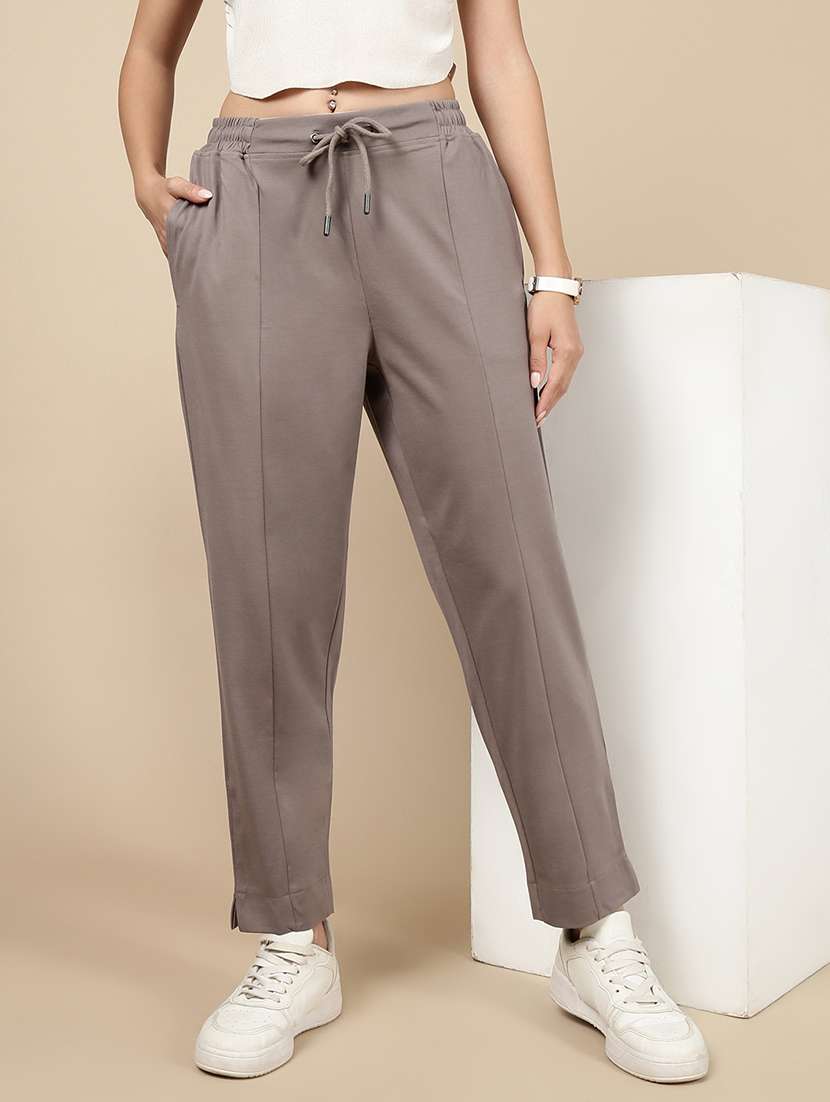 women solid mid rise track pant - 21993797 -  Standard Image - 1