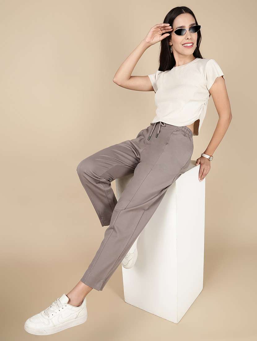 women solid mid rise track pant - 21993797 -  Standard Image - 4