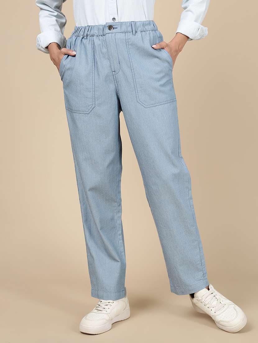 women solid mid rise straight trouser - 21993801 -  Standard Image - 1