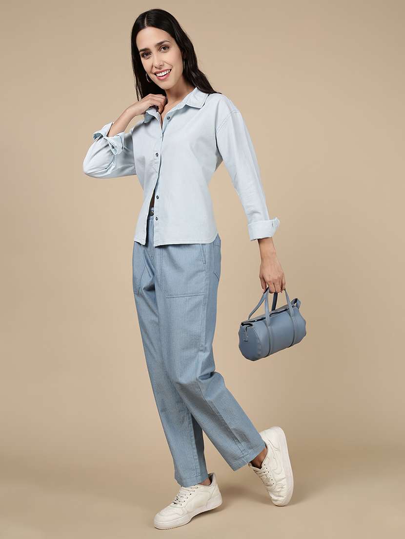 women solid mid rise straight trouser - 21993801 -  Standard Image - 4