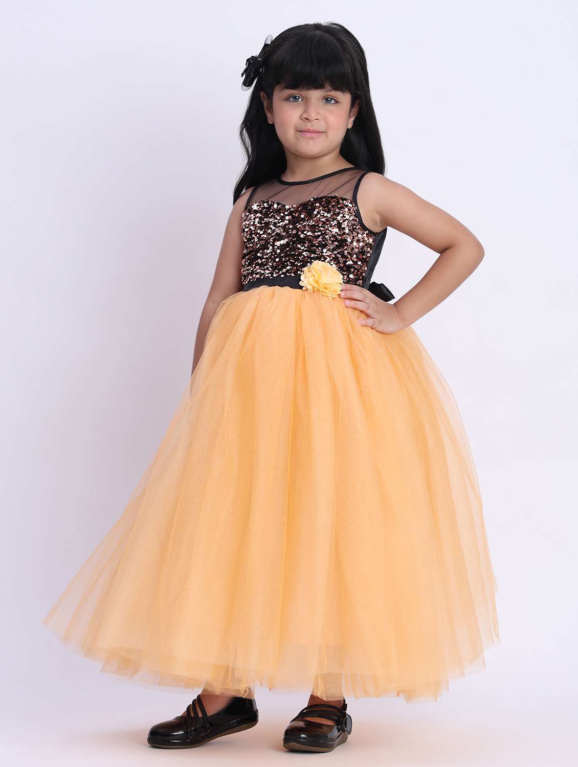 girls sequined sleeveless flared party gown - 21993830 - Standard Image - 1
