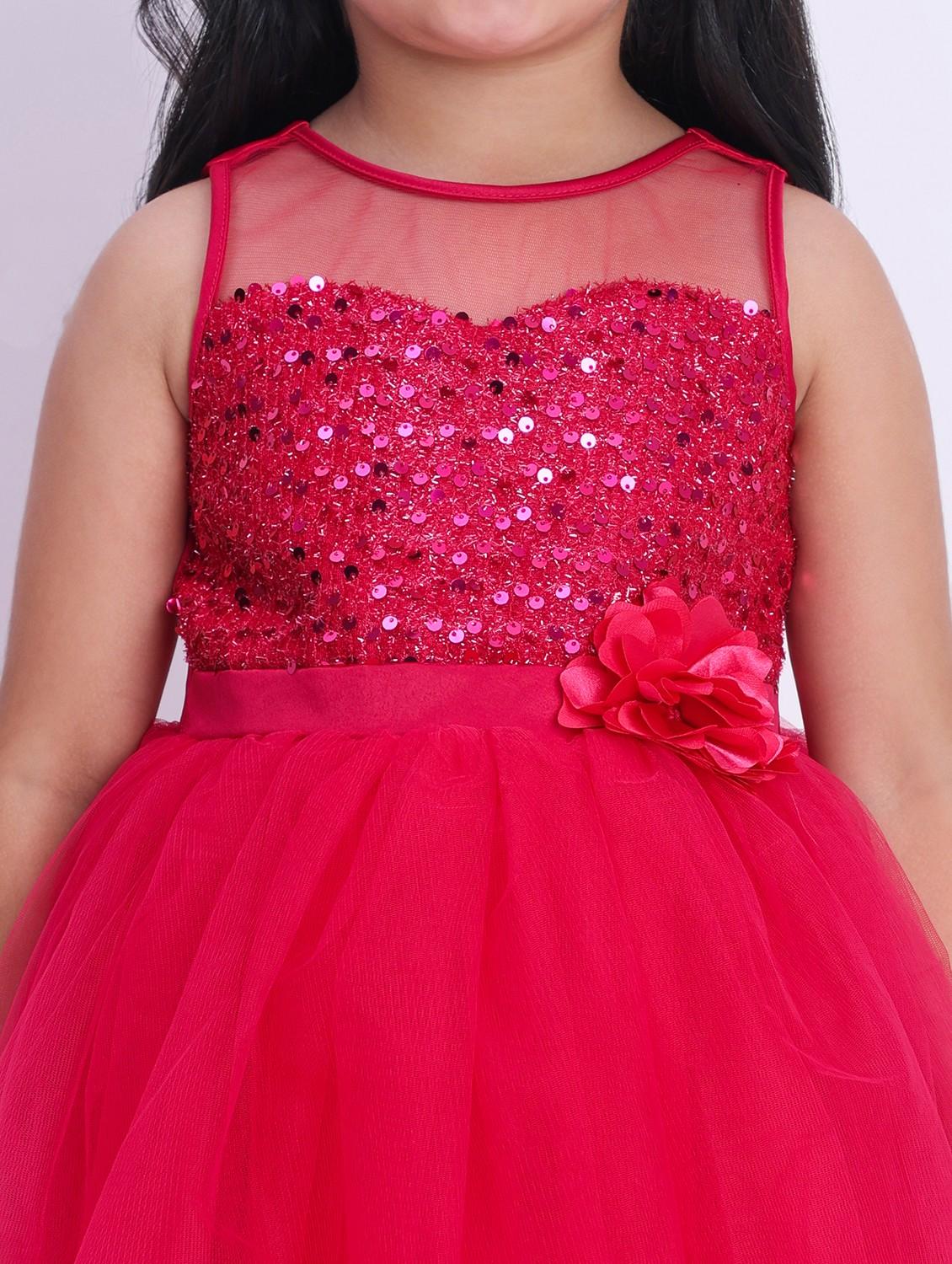 girls pink sequined sleeveless flared party gown - 21993832 - Standard Image - 4