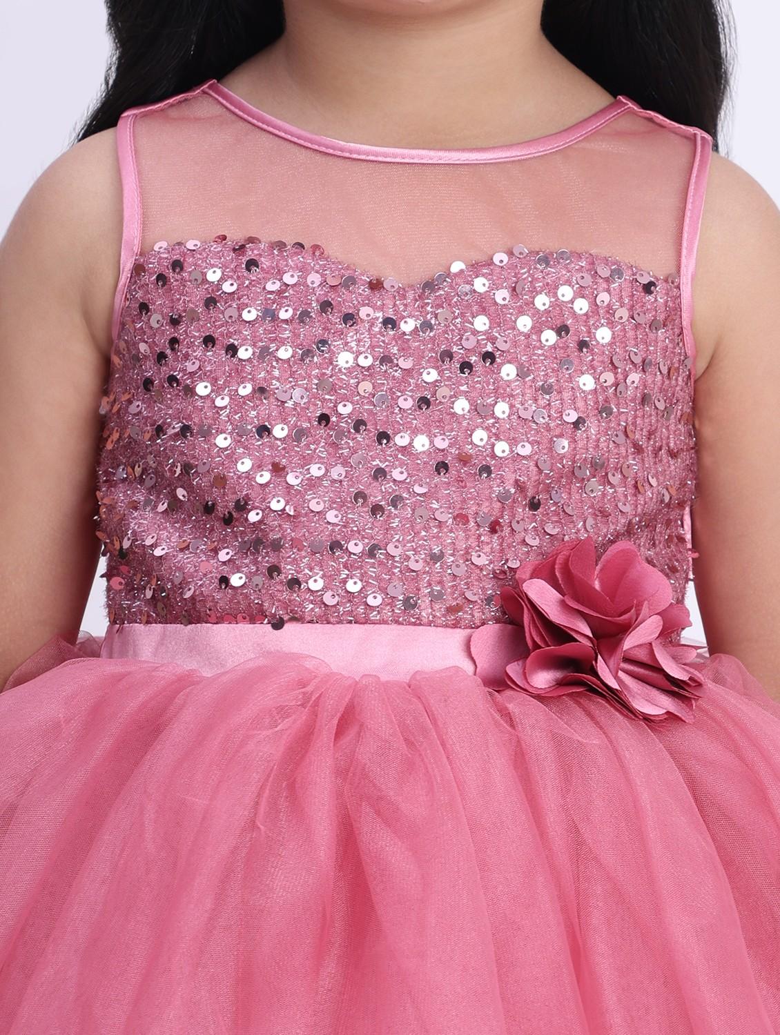 girls pink sequined sleeveless flared party gown - 21993833 - Standard Image - 4