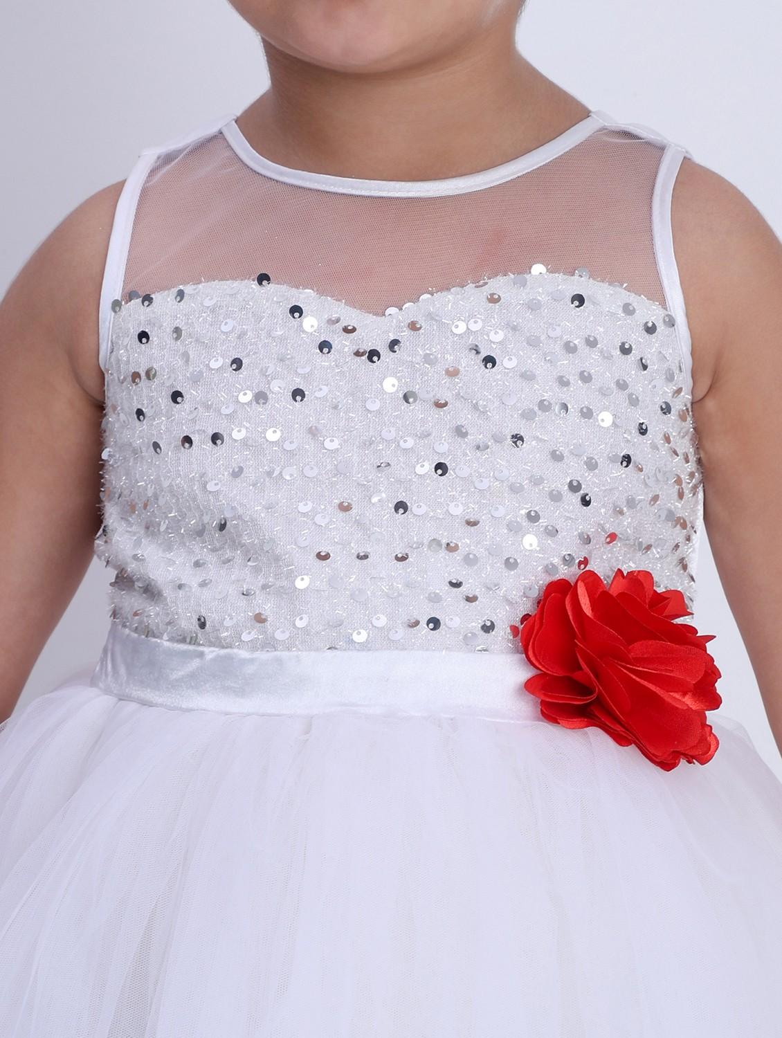 girls white sequined sleeveless flared party gown - 21993834 - Standard Image - 4