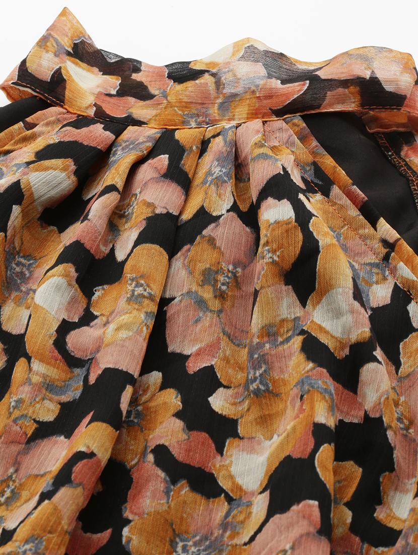 women black floral print halter neck high low dress - 21993876 - Standard Image - 6