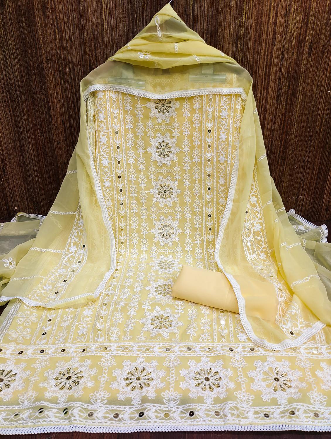 women embroidered unstitched suit set - 21993878 - Standard Image - 1