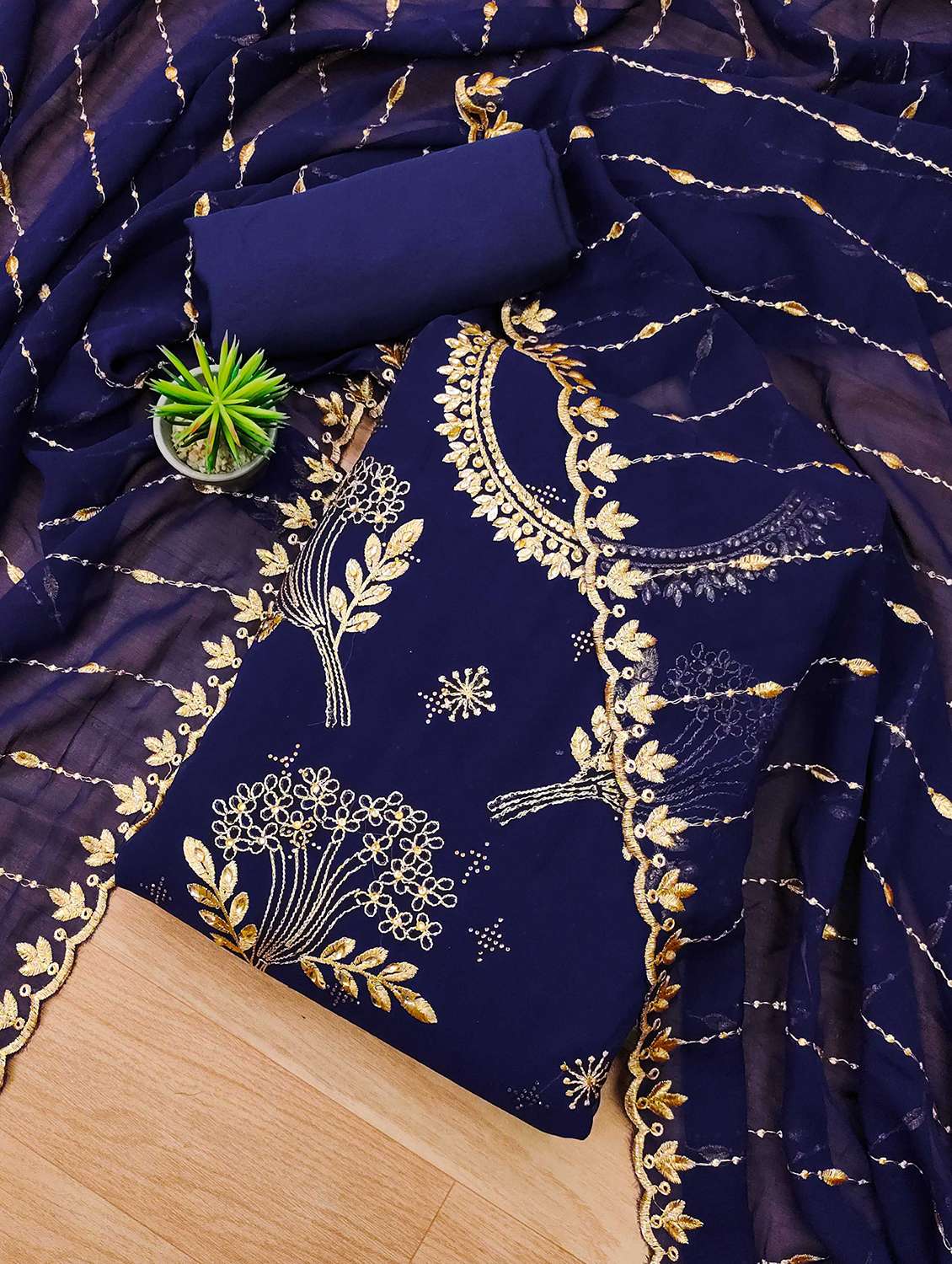 women embroidered unstitched suit set - 21993882 -  Standard Image - 1