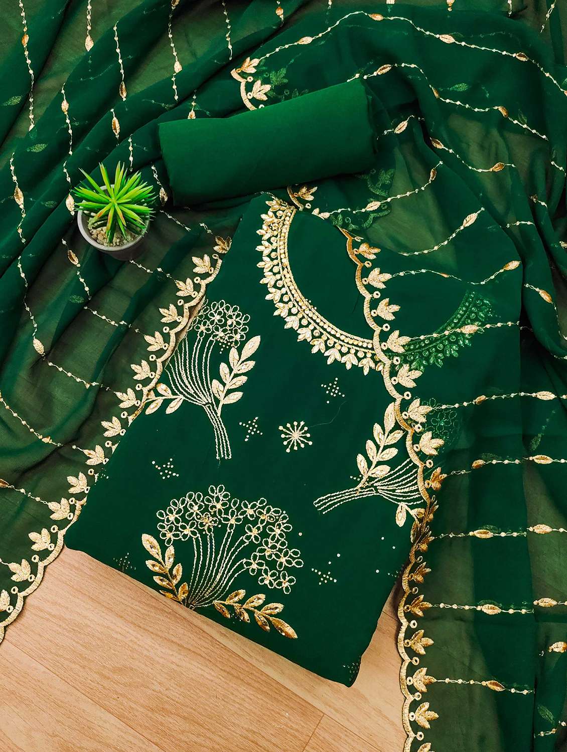 women embroidered unstitched suit set - 21993883 -  Standard Image - 1