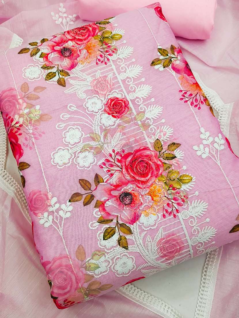 women floral print embroidery unstitched suit set - 21993914 - Standard Image - 1