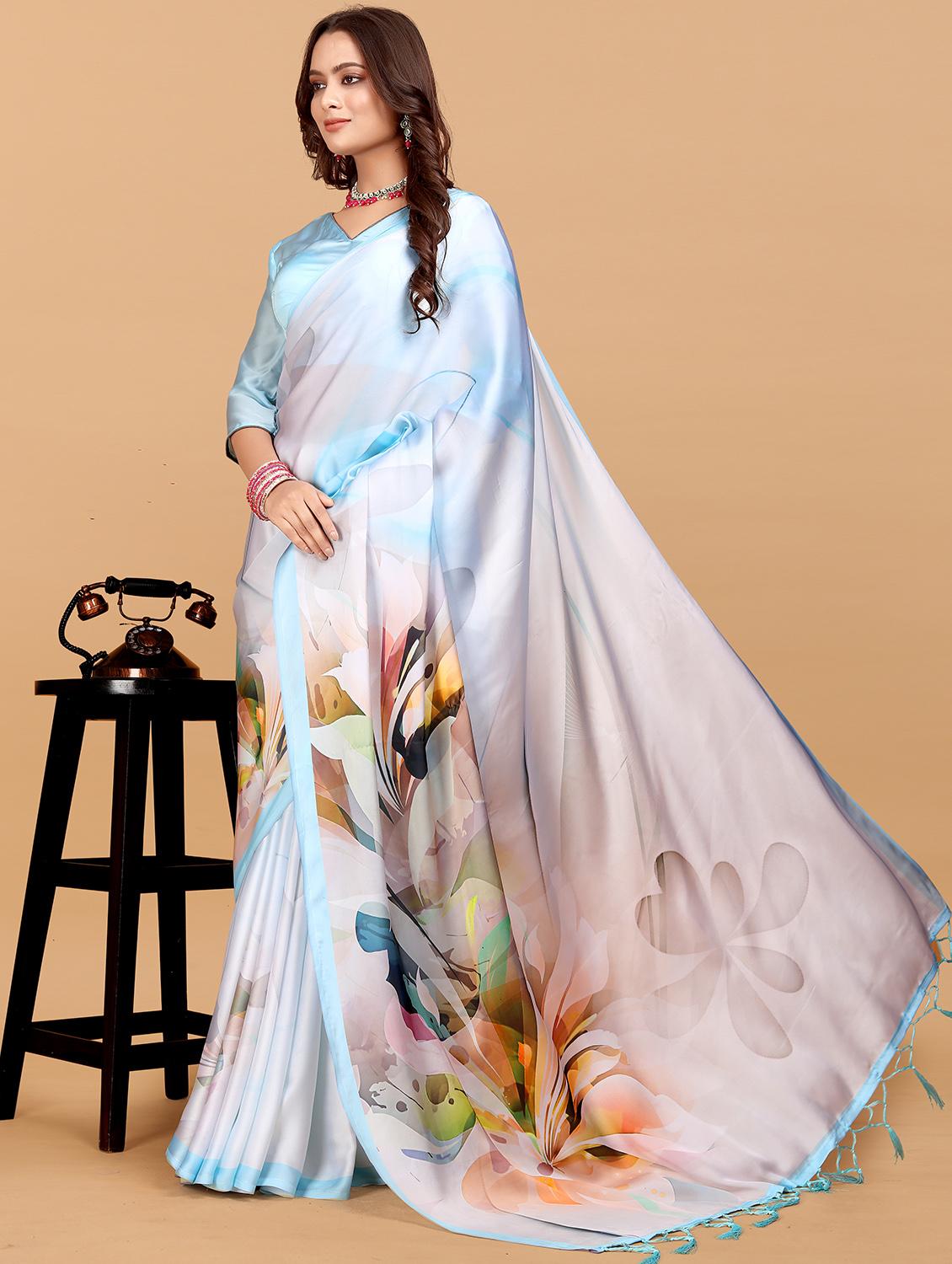 women floral printed saree with blouse - 21993920 -  Standard Image - 1