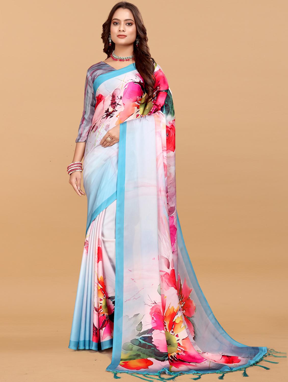 women floral printed saree with blouse - 21993922 - Zoom Image - 0