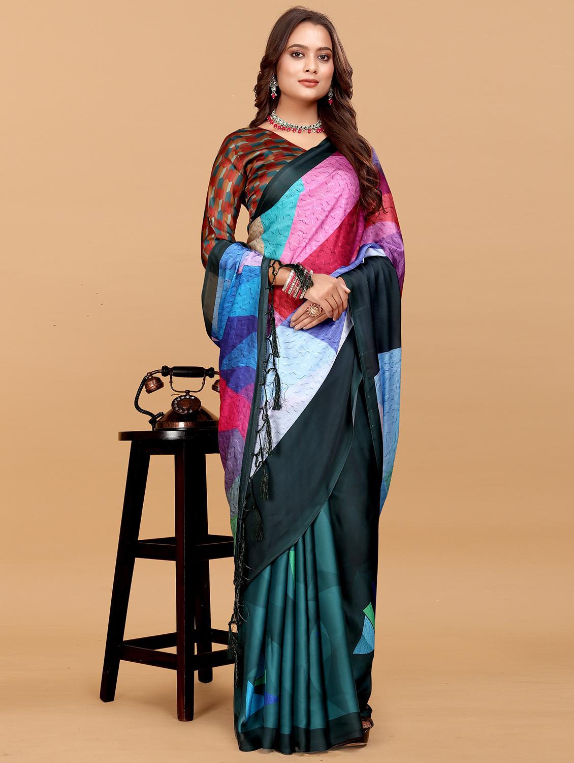 women printed casual wear saree with blouse - 21993925 - Standard Image - 1