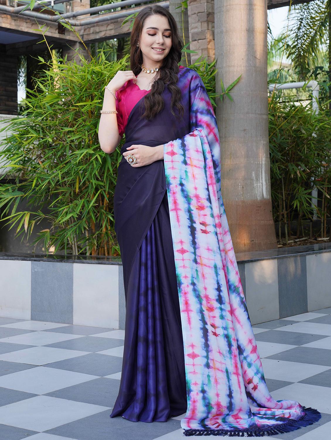 women tie & dye printed saree with blouse - 21993931 - Zoom Image - 0